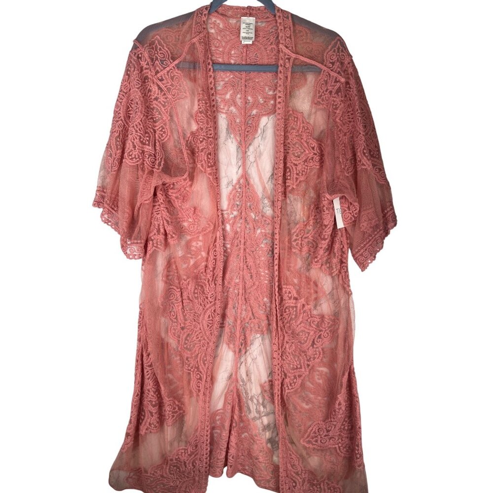 Time And Tru Mauve Glow Lace Layering Piece L-XL